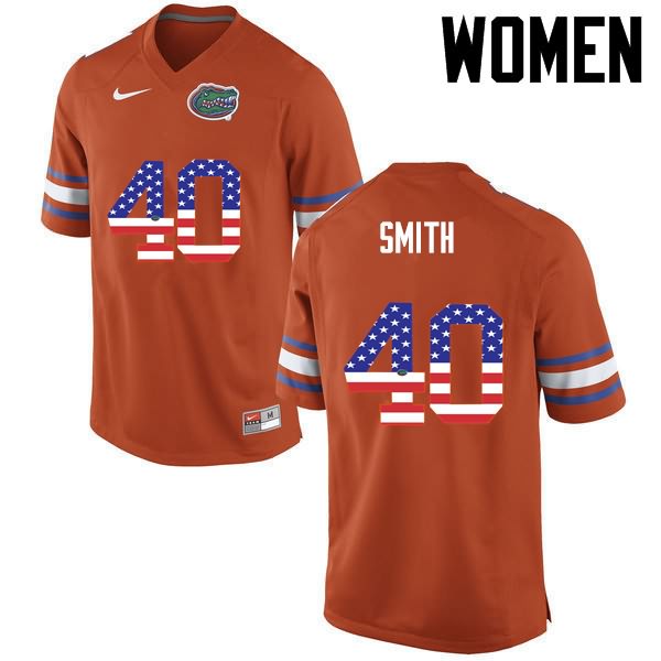 NCAA Florida Gators Nick Smith Women's #40 USA Flag Fashion Nike Orange Stitched Authentic College Football Jersey OKH8564QA